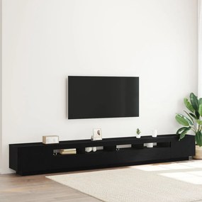 TV állvány LED világítással, fekete tölgyből, 300x35x40 cm, mérnöki fa