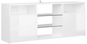 magasfényű fehér TV-szekrény LED lámpákkal 120 x 30 x 50 cm