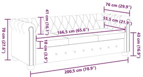 3 személyes fekete műbőr Chesterfield kanapé