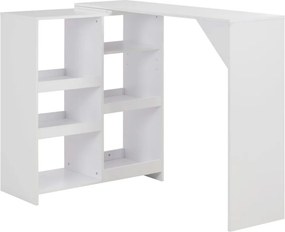 vidaXL fehér bárasztal mozgatható polccal 138 x 39 x 110 cm