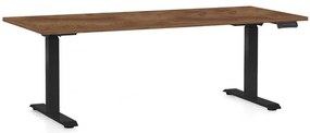 OfficeTech C állítható magasságú asztal, 180 x 80 cm, fekete alap, silverjack tölgy