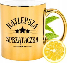 Prémium Arany Csillogó Bögre Takarítónőnek Ajándék Nyomtatott Fotóval