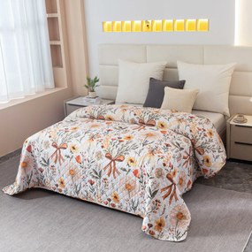 Ágytakaró FLORAL RIBBON, krémszínű Méret: 220 x 240 cm