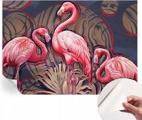 Öntapadós tapéta Divatos 3D fali ragasztóval Rózsaszín flamingók 208x146 cm