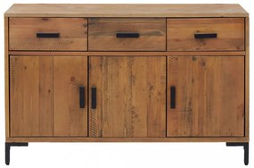 barna tömör újrahasznosított fenyőfa tálalószekrény 110x35x70cm