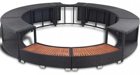fekete polyrattan jakuzzi-keret