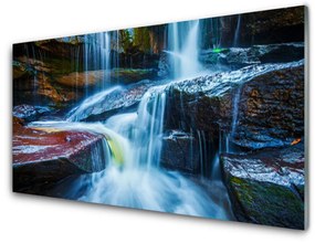 Üvegkép River Rocks Vízesés Nature 120x60cm 2 fogas