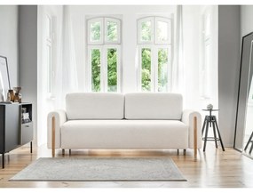 Krémszínű buklé kinyitható-tárolóhelyes kanapé 244 cm Arcadova – ELTAP