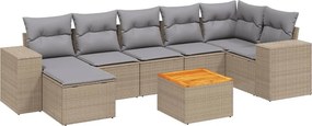 vidaXL 8 részes bézs polyrattan kerti ülőgarnitúra párnával