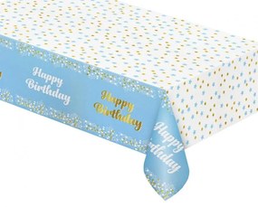 Kék Happy Birthday B&amp;C Light Blue fólia asztalterítő 137x183 cm