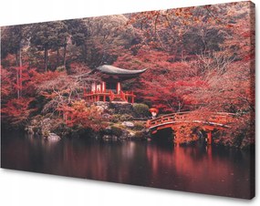 Vászonkép Fák Színes Japán Stílus Nyugalom 120x70 cm