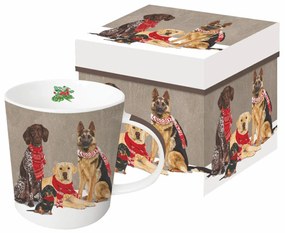 Kutyás karácsonyi porcelán bögre díszdobozban Scarf Dogs