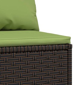 Barna polyrattan kerti középső kanapé párnákkal