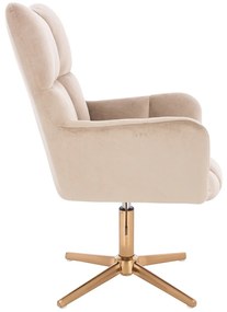 HR650CROSS Latte modern velúr szék arany lábbal