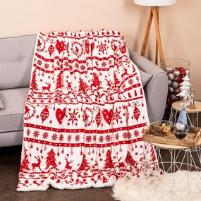 4Home White Christmas karácsonyi gyapjú hatású pléd 150 x 200 cm