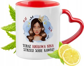 Nina Piros Bögre Szív Alakú Füllel Ajándék Nyomtatott