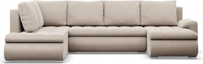 Tokio U sarokkanapé, 3 ágyneműtartóval, bársony, baloldali, bézs