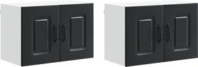 vidaXL Konyhaszekrény Kalmar 2 pcs Fekete 60 x 31 x 40 cm Faanyag