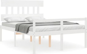vidaXL fehér tömör fa ágy időseknek fejtámlával 120x200 cm