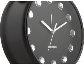 Karlsson 6019BK dizájner asztali óra/ébresztőórafekete, átmérő: 30 cm