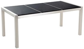 Kerti Asztal Fekete Polírozott Osztott Kőlappal 180 x 90 cm GROSSETO Beliani