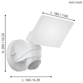 Eglo 98177 - LED Kültéri lámpa érzékelős PAGINO LED/15W/230V IP44