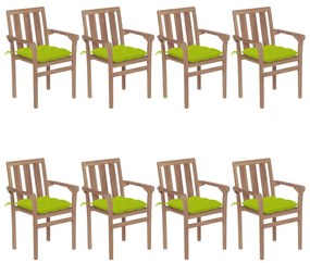 vidaXL 8 db rakásolható tömör tíkfa kerti szék párnákkal