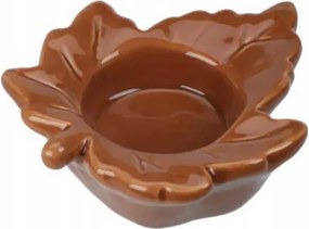 Gyertyatartó Teaécséhez, Kerámia, Barna, Juharlevél Mintával, 9,8x8,5x3 CM