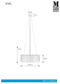 Markslöjd 107925 - Csillár rúdon LEVEL 3xE27/60W/230V