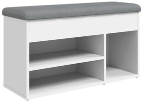 fehér szerelt fa cipőtároló pad 82 x 32 x 45,5 cm