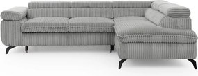 Világosszürke kordbársony sarokkanapé (jobb oldali-L alakú) Marbeya – Ropez