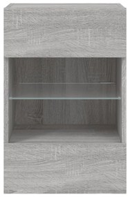 szürke sonoma színű fali TV-szekrény LED-del 40x30x60,5 cm