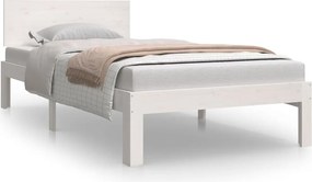 vidaXL Single fehér tömör fa ágykeret 90 x 190 cm