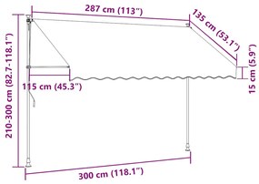 kézzel feltekerhető antracit napellenző 300 cm