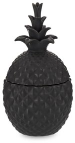 Dekoratív Dekorfigura Ananász fedővel Kerámia Lakkfekete 23x12x12cm