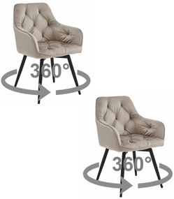 JORK360 VELVET bézs forgó étkezőszék