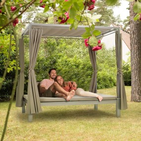 Blumfeldt Eremitage Double Sunbed, kétszemélyes napozóágy, napellenző tető, taupe