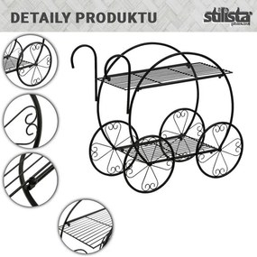 STILISTA Virágcserép állvány kocsi 66 x 60 x 28 cm acél