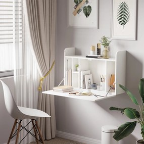 HOMCOM Fali Hajtogatható Íróasztal Polc - 77 x 20 x 51 cm | Aosom