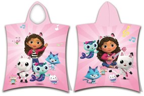 Rózsaszín pamut gyerek fürdőponcsó 3-8 év Gabby´s Dollhouse – Jerry Fabrics