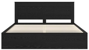 vidaXL Ágykeret fejtámlával fiókkal Fekete 180 x 200 cm Tömör fenyőfa