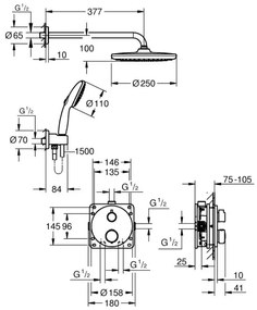 GROHE 348832430 - VITALIO START 250 mm zuhanyszett, fekete