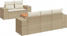 vidaXL 6 részes bézs polyrattan kerti ülőgarnitúra párnával