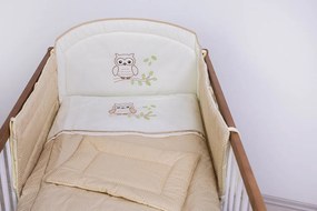 4 részes babaágynemű szett - Lulu bagoly, bézs pöttyös