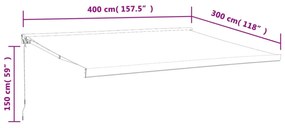 sárga-fehér szövet és alumínium behúzható napellenző 4 x 3 m