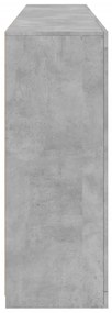 betonszürke tálalószekrény LED-világítással 202 x 37 x 100 cm