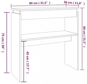 füstös tölgy színű szerelt fa tálalóasztal 80 x 30 x 80 cm