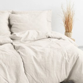 Goldea lenvászon keveréket tartalmazó ágyneműhuzat - elefántcsont 140 x 200 és 70 x 90 cm