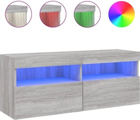 vidaXL szürke sonoma színű fali TV-szekrény LED-del 100x30x40 cm