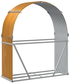világosbarna horganyzott acél rönktartó 120 x 45 x 140 cm